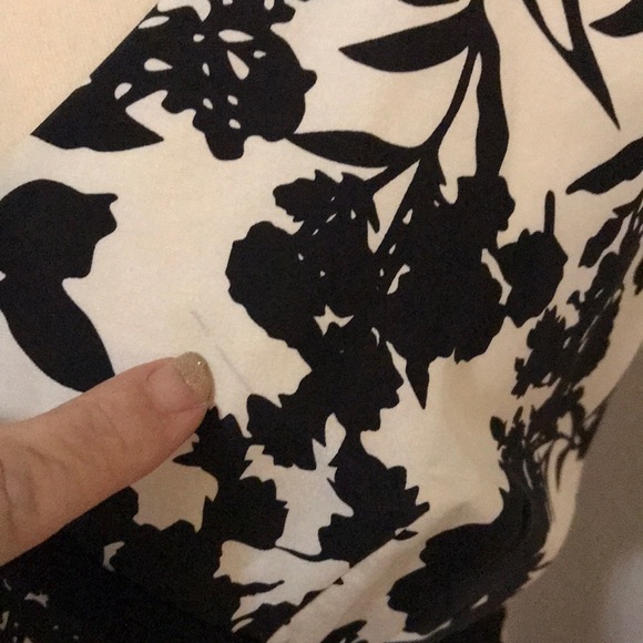 JANE LAMERTON PETITES womens petite 14 silk dress floral black and creamy white - Picture 6 of 17